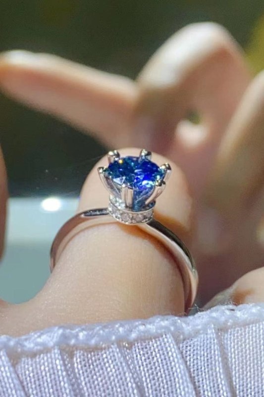 1 Carat Moissanite 6 - Prong Solitaire Ring - ShalayeFashion