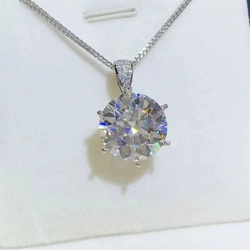 10 Carat Moissanite 925 Sterling Silver Pendant Necklace - ShalayeFashion