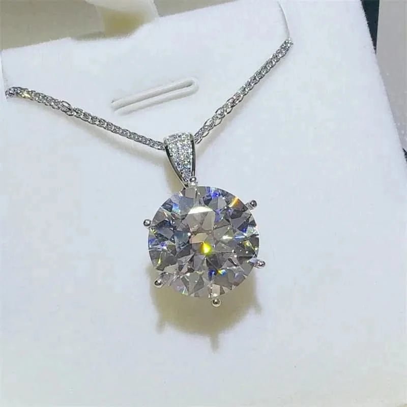 10 Carat Moissanite 925 Sterling Silver Pendant Necklace - ShalayeFashion