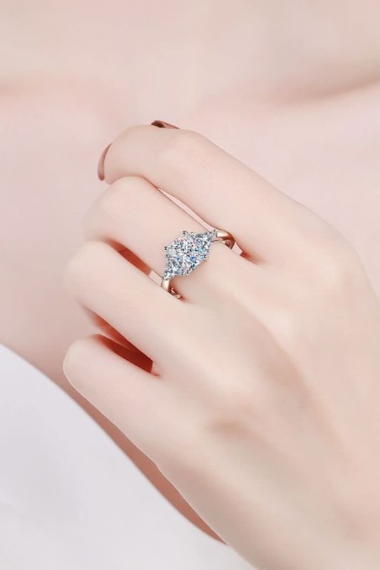 3 Carat Moissanite 925 Sterling Silver Rhodium - Plated Ring - ShalayeFashion