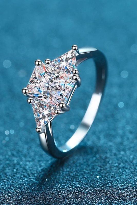 3 Carat Moissanite 925 Sterling Silver Rhodium - Plated Ring - ShalayeFashion