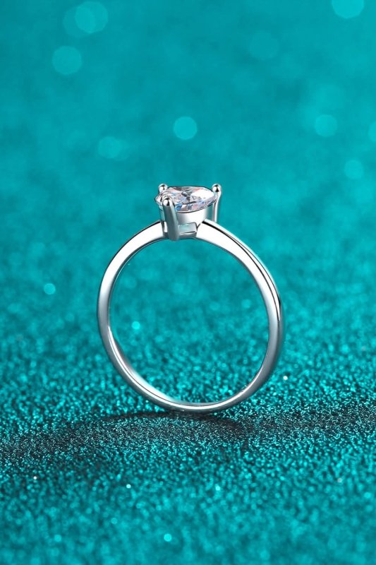 925 Sterling Silver Heart - Shaped Moissanite Solitaire Ring - ShalayeFashion