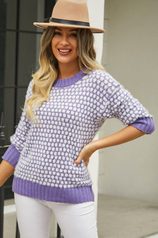 Angel Wings Printed Round Neck Dropped Shoulder Sweater - ShalayeFashion