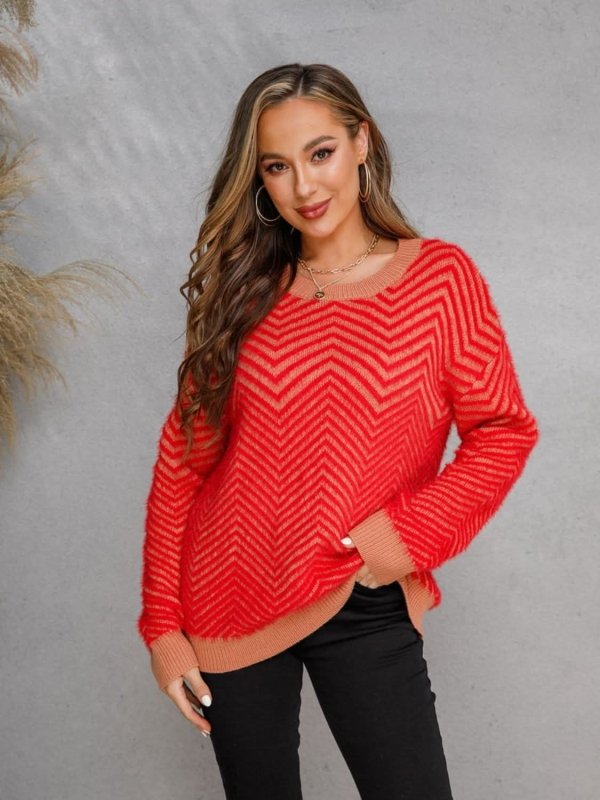 Angel Wings Round Neck Long Sleeve Sweater - ShalayeFashion