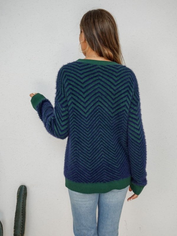 Angel Wings Round Neck Long Sleeve Sweater - ShalayeFashion