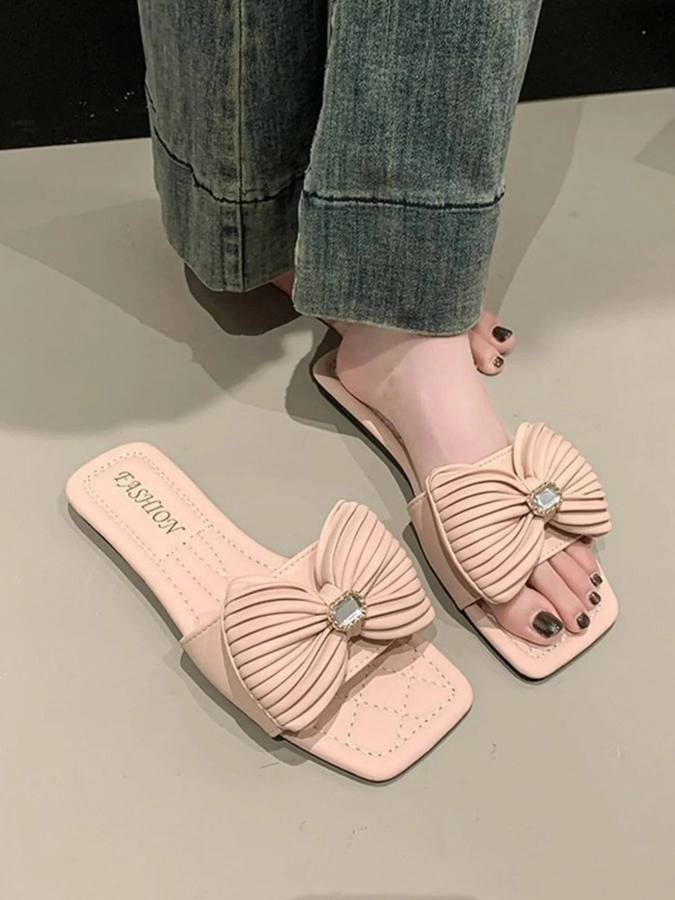 Bow - Knot Flat Sandals - ShalayeFashion