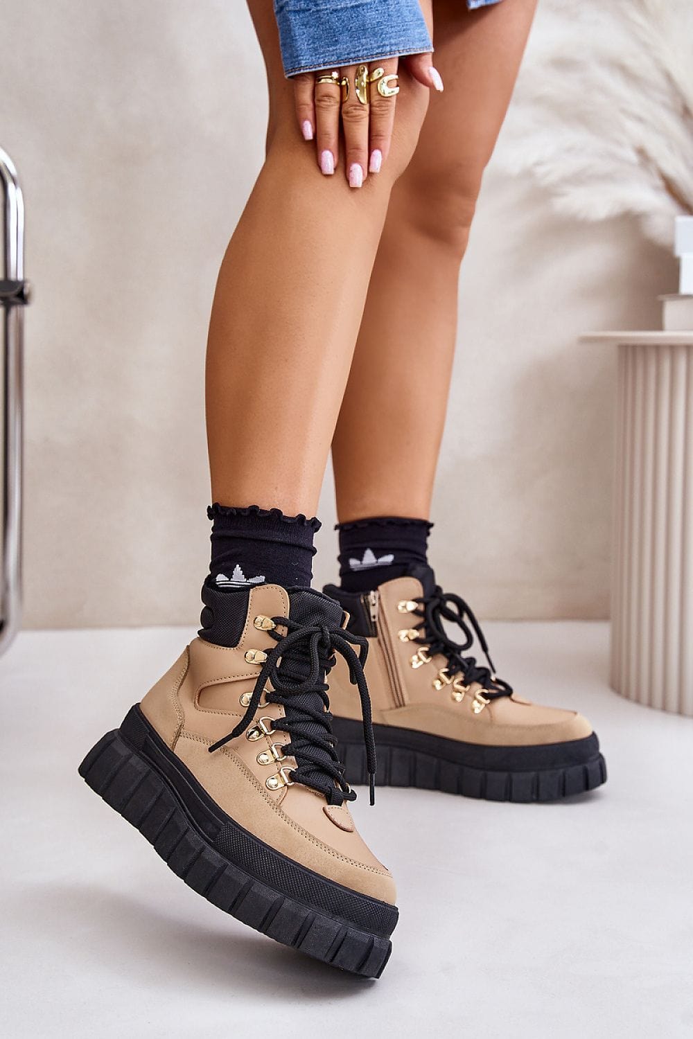 Eco Leather Platform Trapper Shoes Women - ShalayeFashion
