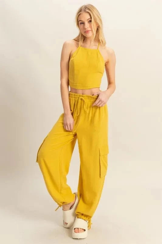 HYFVE Crop Top and Cargo Pants Set - ShalayeFashion