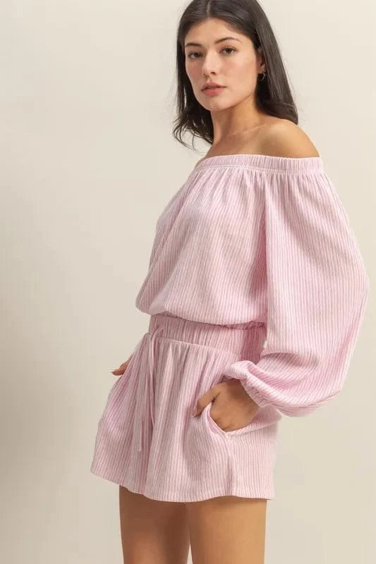 HYFVE Off Shoulder Top and Shorts Set - ShalayeFashion