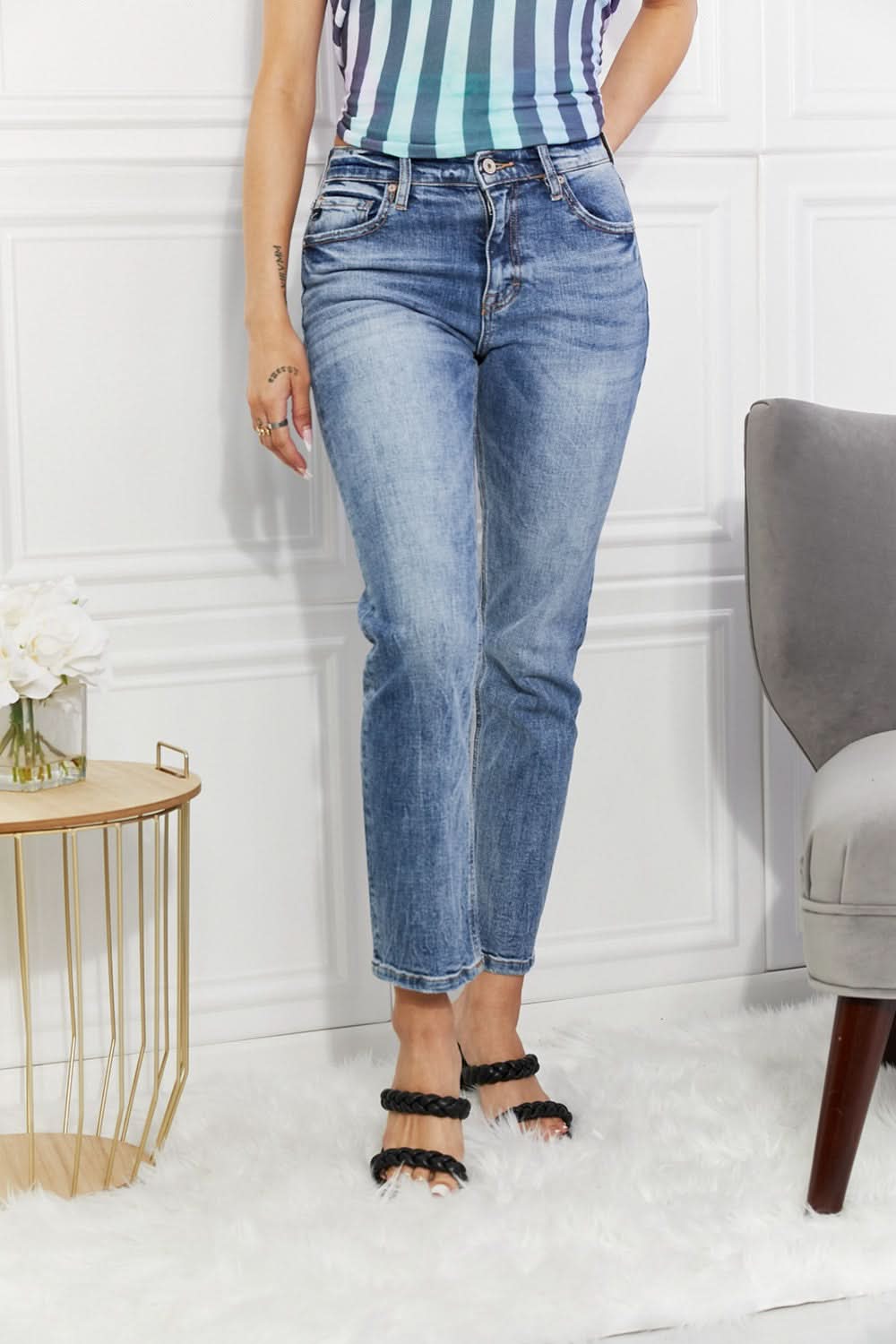 Kancan Full Size Amara High Rise Slim Straight Jeans Plus Size - ShalayeFashion
