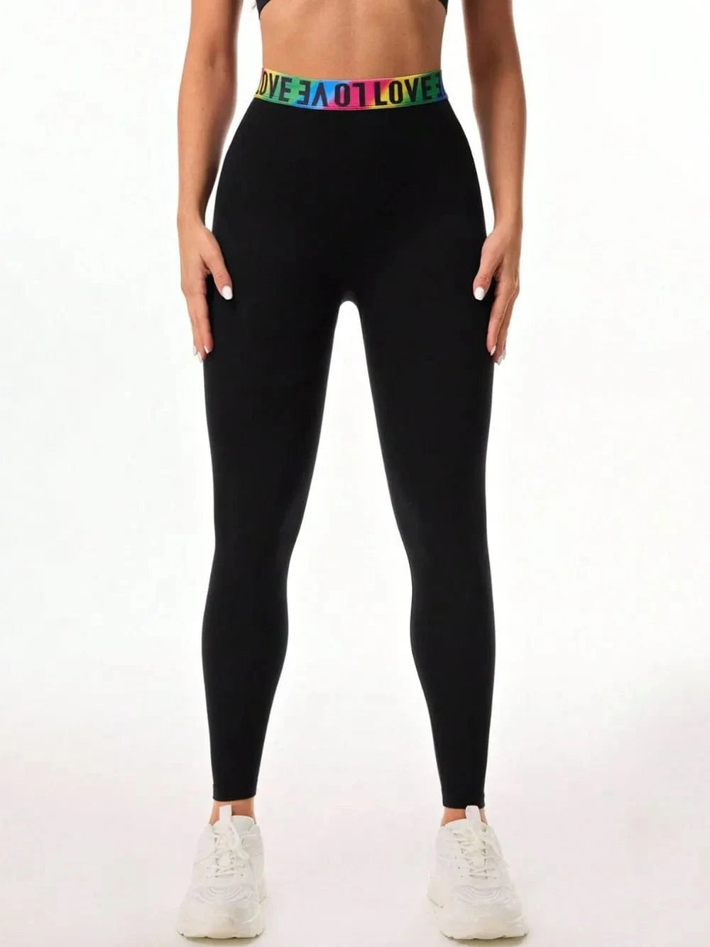 Letter Printed High Waist Active Leggings - ShalayeFashion