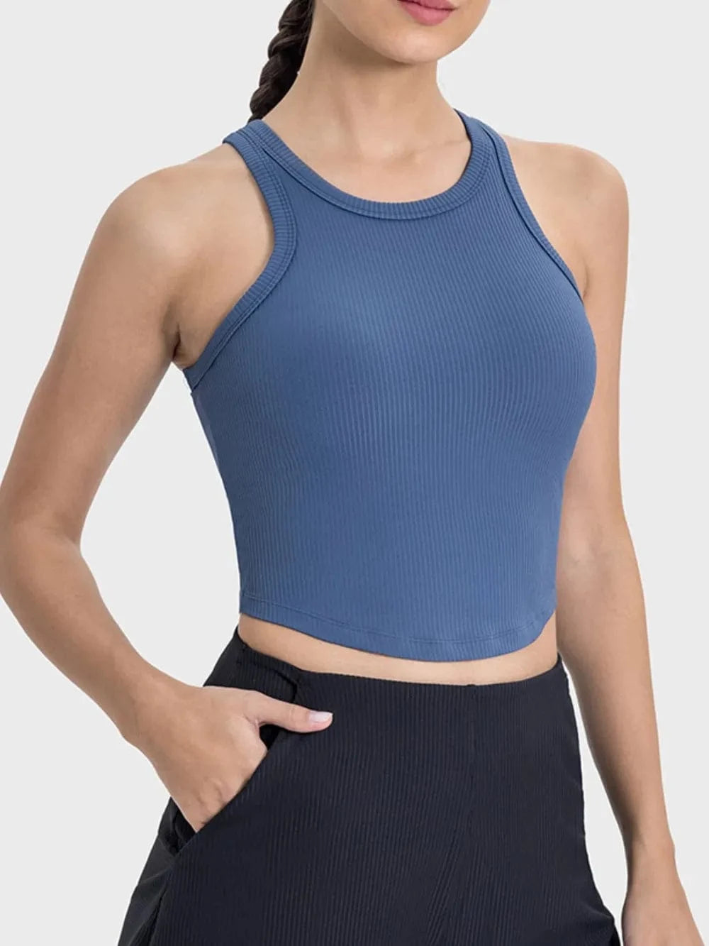 Millennia Round Neck Racerback Active Tank - ShalayeFashion