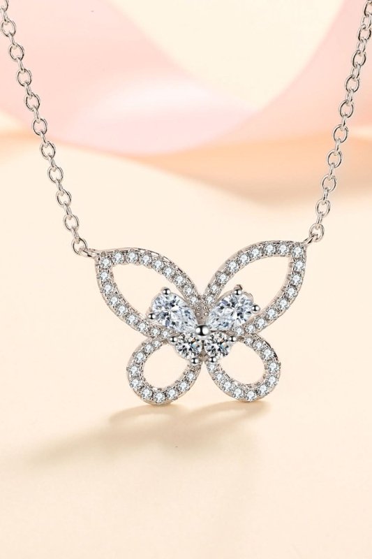 Moissanite Butterfly Pendant Necklace - ShalayeFashion