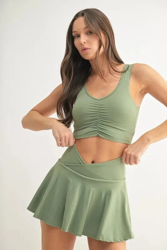 MONO B Ruched Front Active Tank - ShalayeFashion