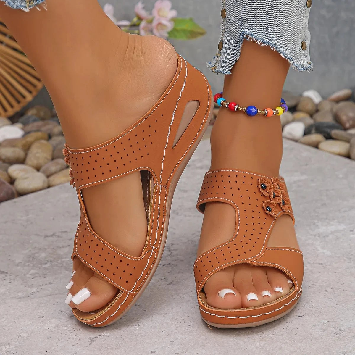 Open Toe Wedge Sandals - ShalayeFashion
