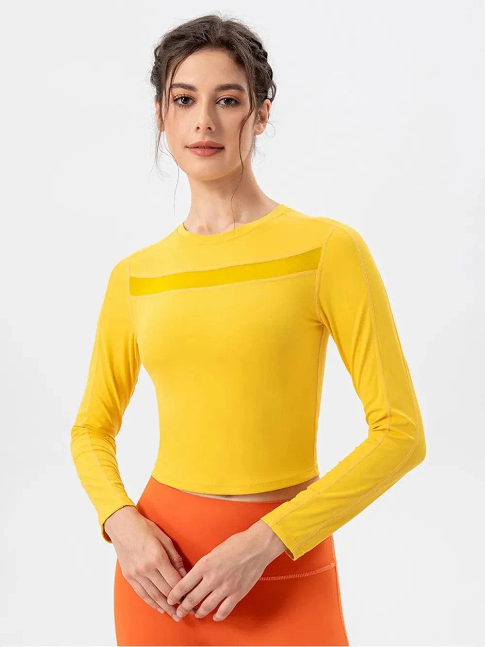 Round Neck Long Sleeve Active T-Shirt - ShalayeFashion