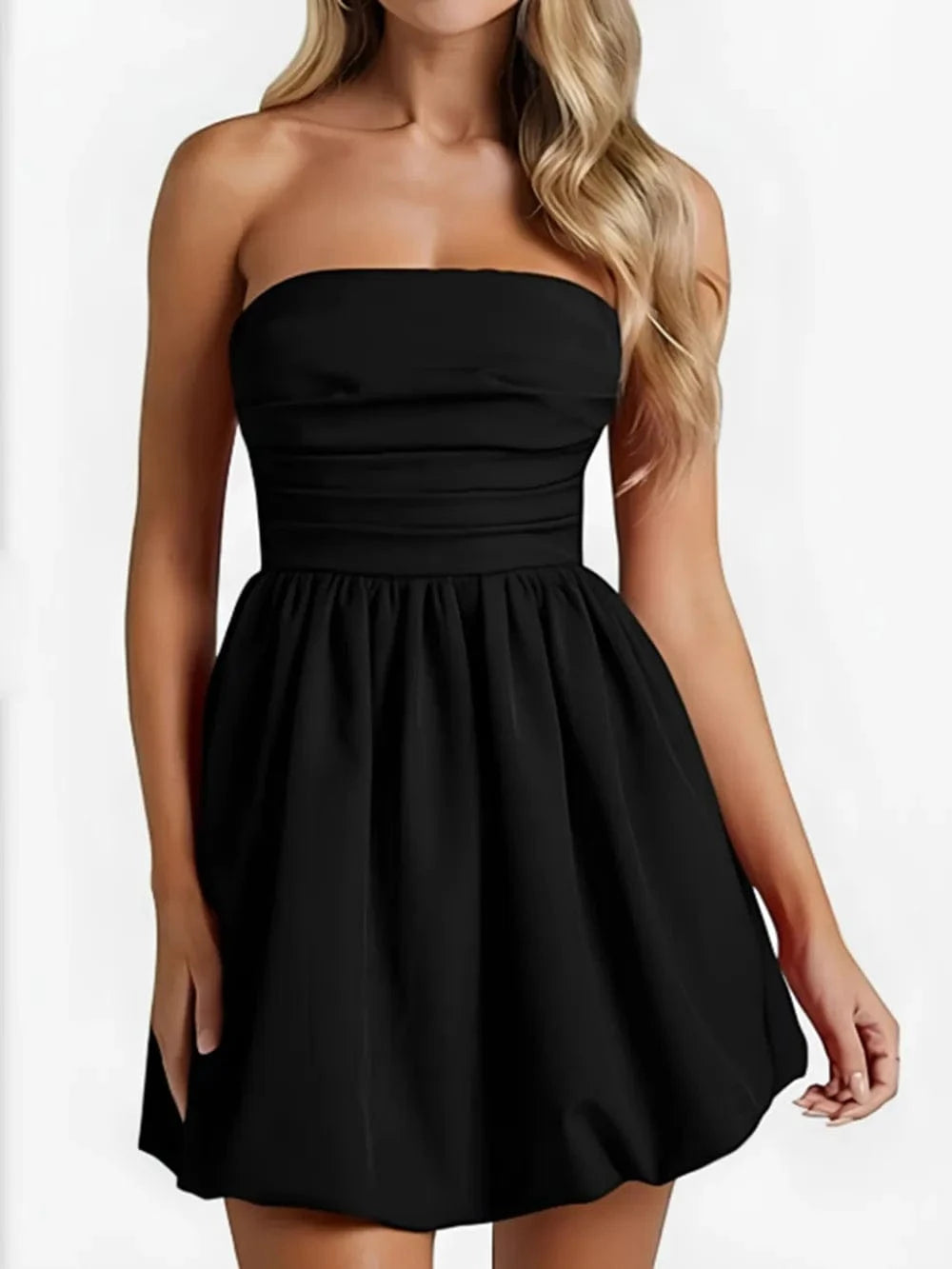 Ruched Tube Mini Dress - ShalayeFashion