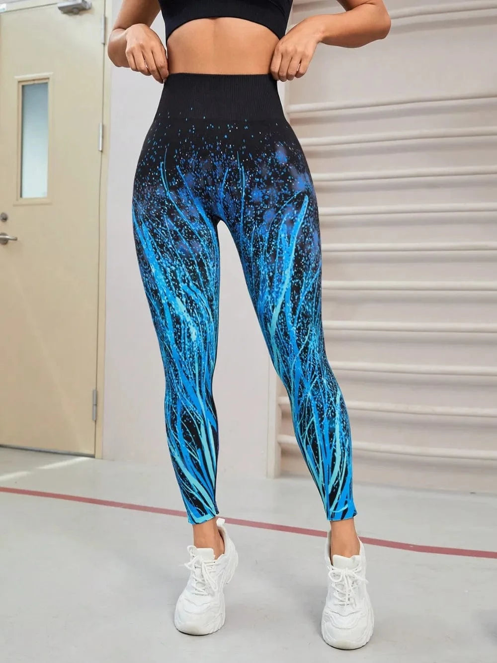 Seamless Printed High Waist Active Leggings - ShalayeFashion