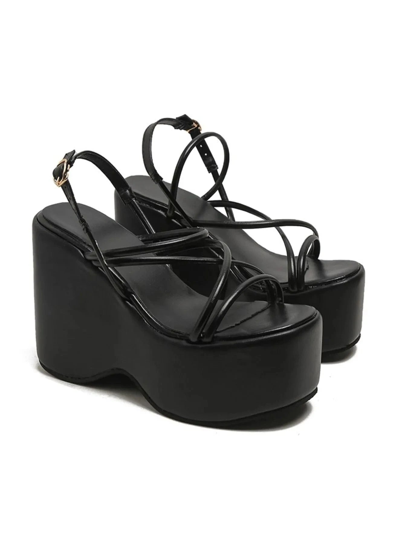 Strappy Platform Wedge Sandals - ShalayeFashion