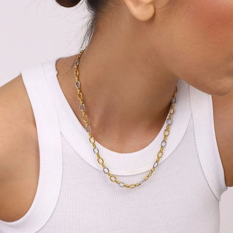 Two - Tone Chain Link Jewelry Set - ShalayeFashion