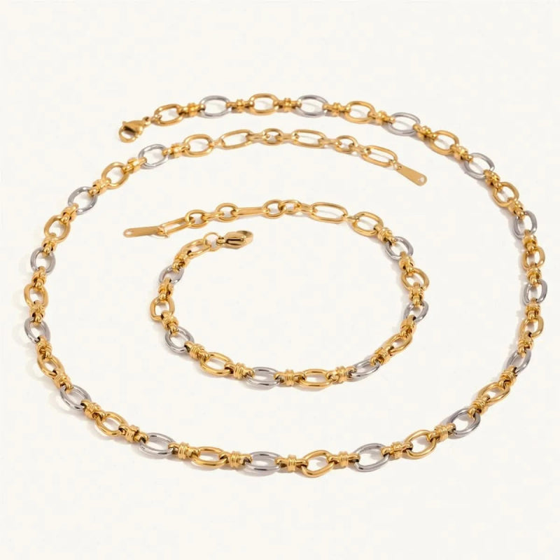 Two - Tone Chain Link Jewelry Set - ShalayeFashion