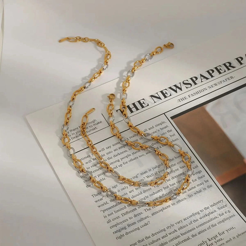 Two - Tone Chain Link Jewelry Set - ShalayeFashion