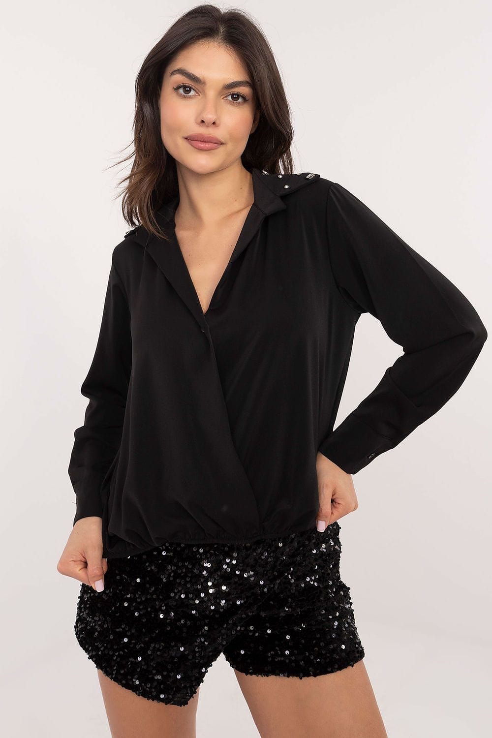 Women Office Shirt Zircon Collar - ShalayeFashion