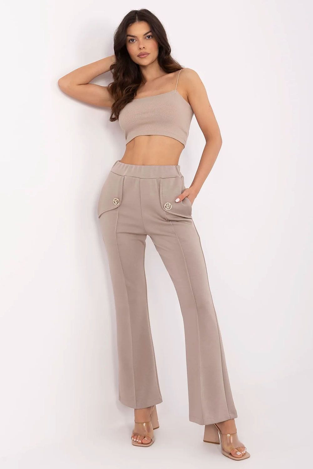 Women Wide Leg Pants Detachable Brooches - ShalayeFashion