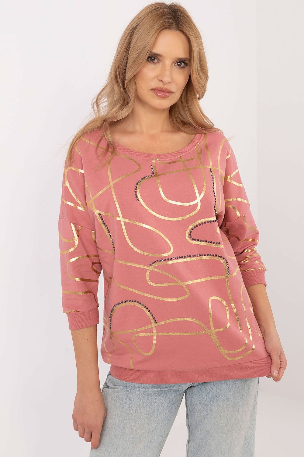 Women Zircon Print Blouse Cotton Elastane - ShalayeFashion