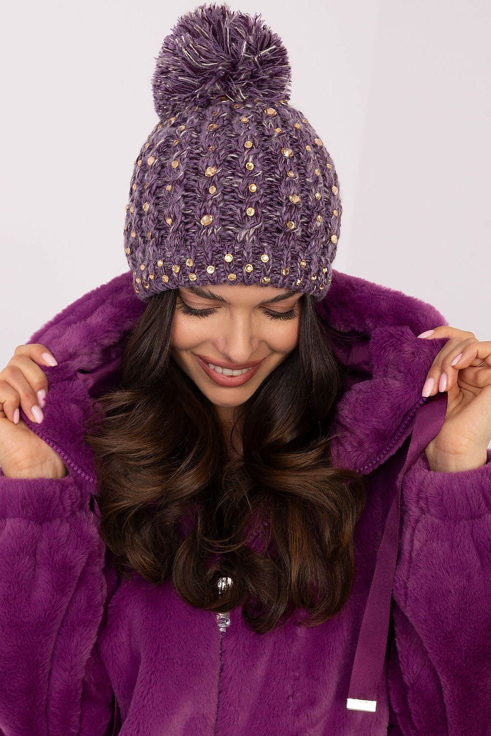 Women's Elegant Zircon Beanie Pom - Pom - ShalayeFashion