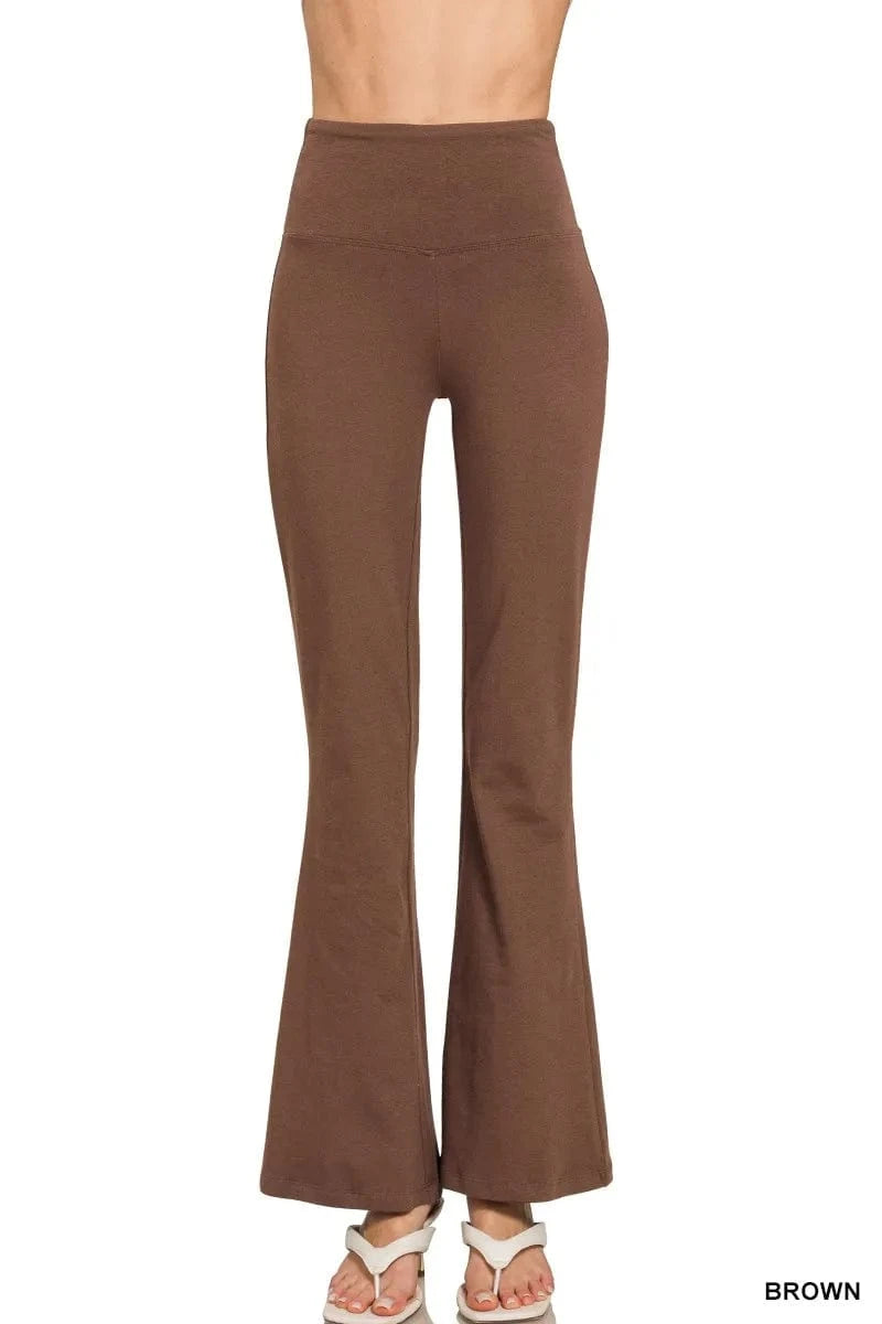 Zenana Wide Waistband Yoga Flare Pants - ShalayeFashion