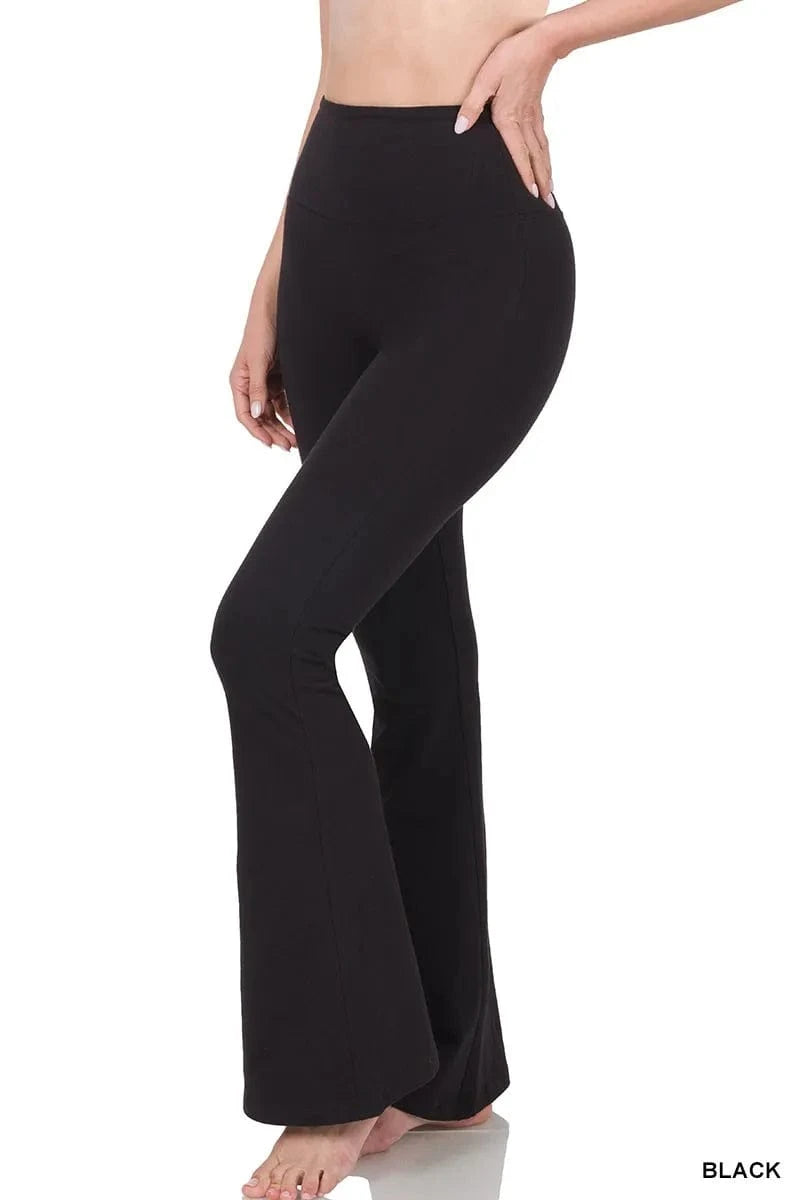 Zenana Wide Waistband Yoga Flare Pants - ShalayeFashion