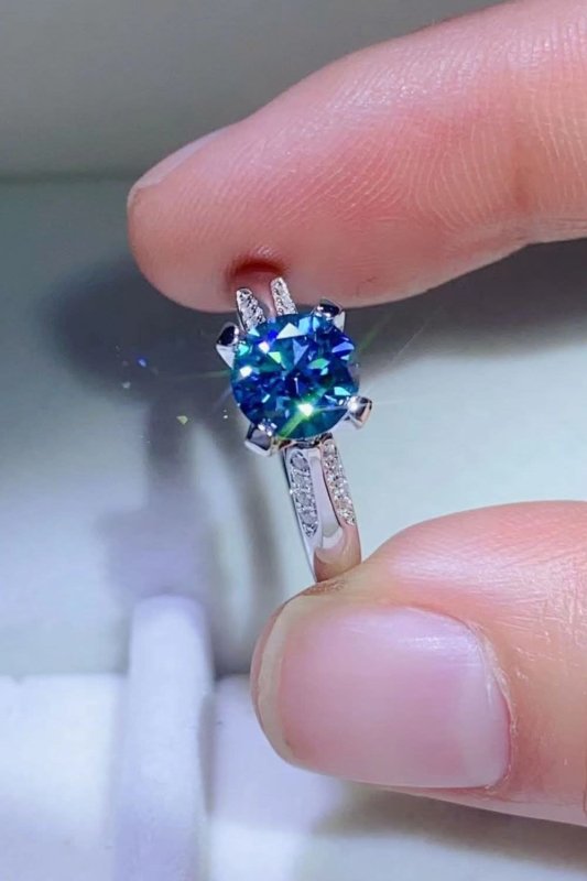 1 Carat Moissanite 4 - Prong Ring - ShalayeFashion