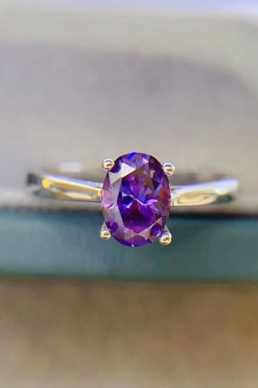 1 Carat Moissanite 4 - Prong Solitaire Ring - ShalayeFashion