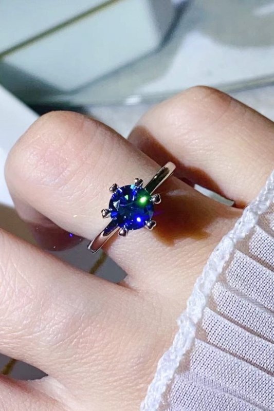 1 Carat Moissanite 6 - Prong Solitaire Ring - ShalayeFashion