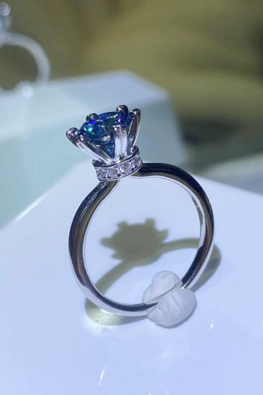 1 Carat Moissanite 6 - Prong Solitaire Ring - ShalayeFashion