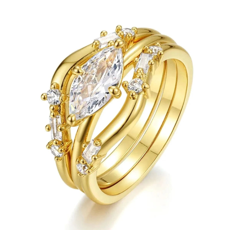 1 Carat Moissanite 925 Sterling Silver 3pcs Ring Set - ShalayeFashion