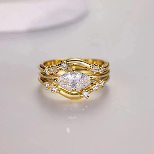 1 Carat Moissanite 925 Sterling Silver 3pcs Ring Set - ShalayeFashion