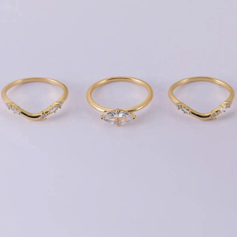 1 Carat Moissanite 925 Sterling Silver 3pcs Ring Set - ShalayeFashion