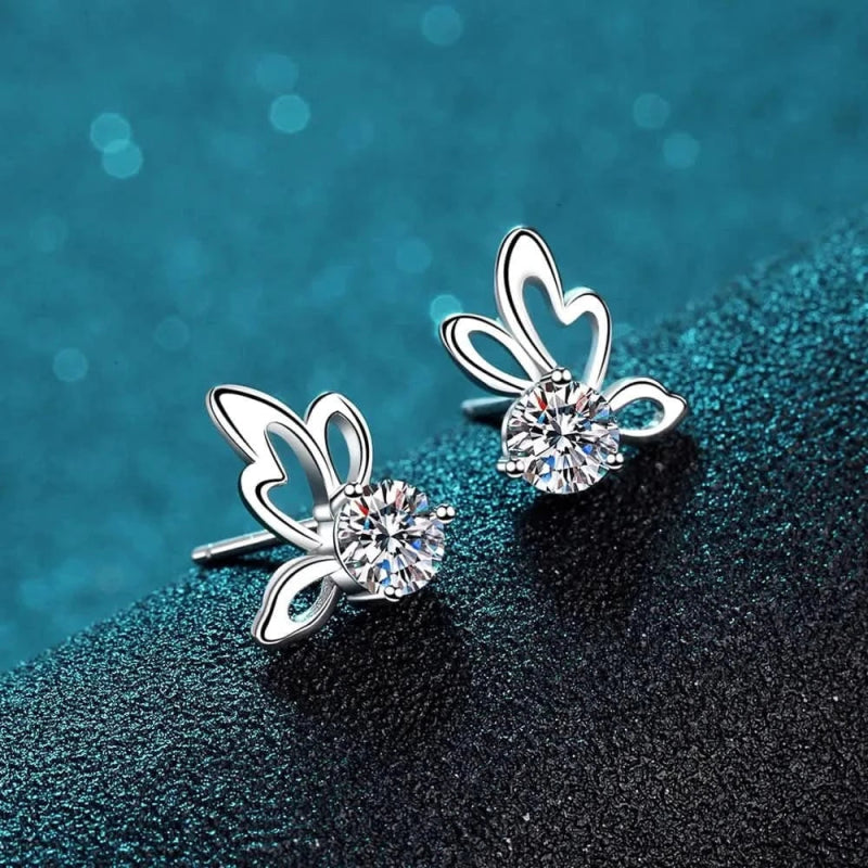 1 Carat Moissanite Butterfly Shape Earrings - ShalayeFashion