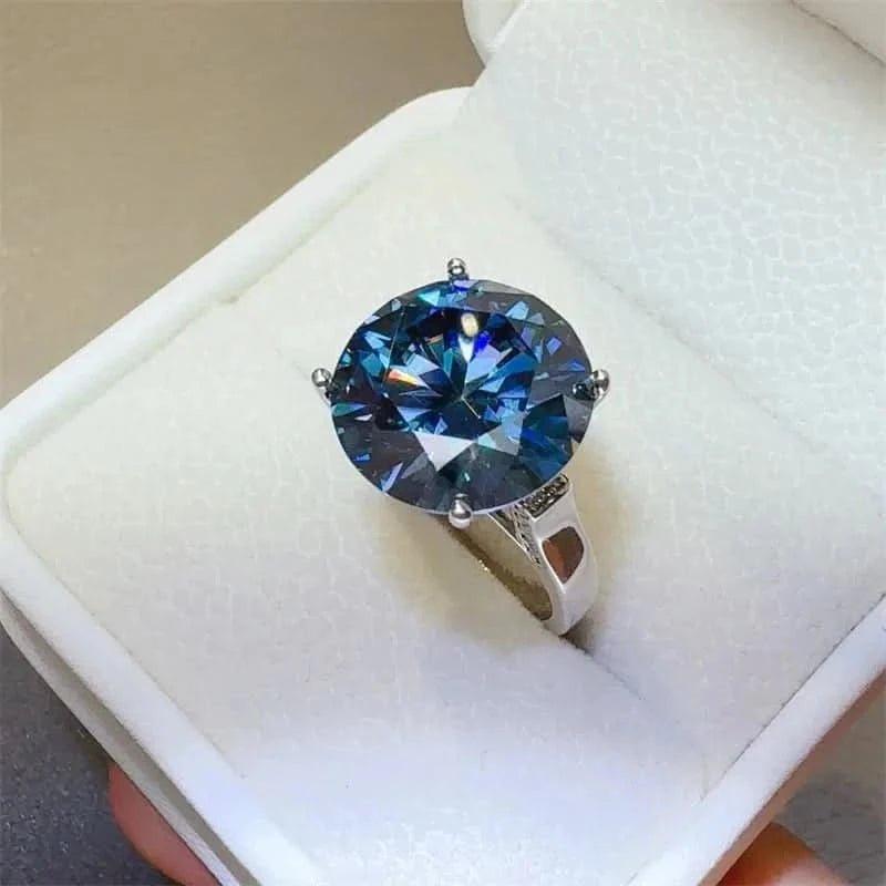 10 Carat 925 Sterling Silver Moissanite Ring - ShalayeFashion