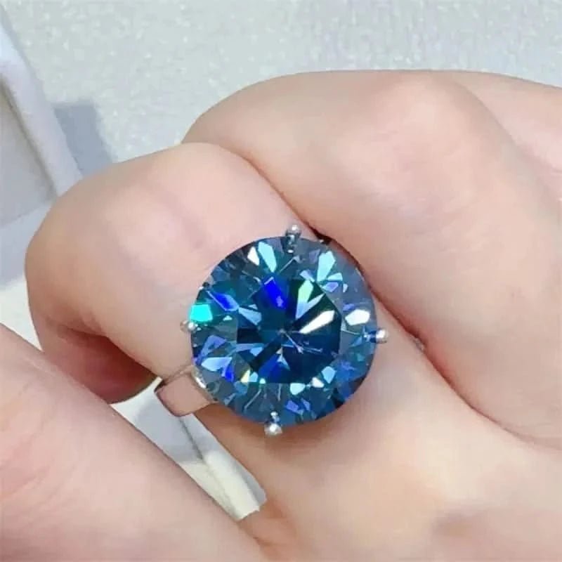 10 Carat 925 Sterling Silver Moissanite Ring - ShalayeFashion