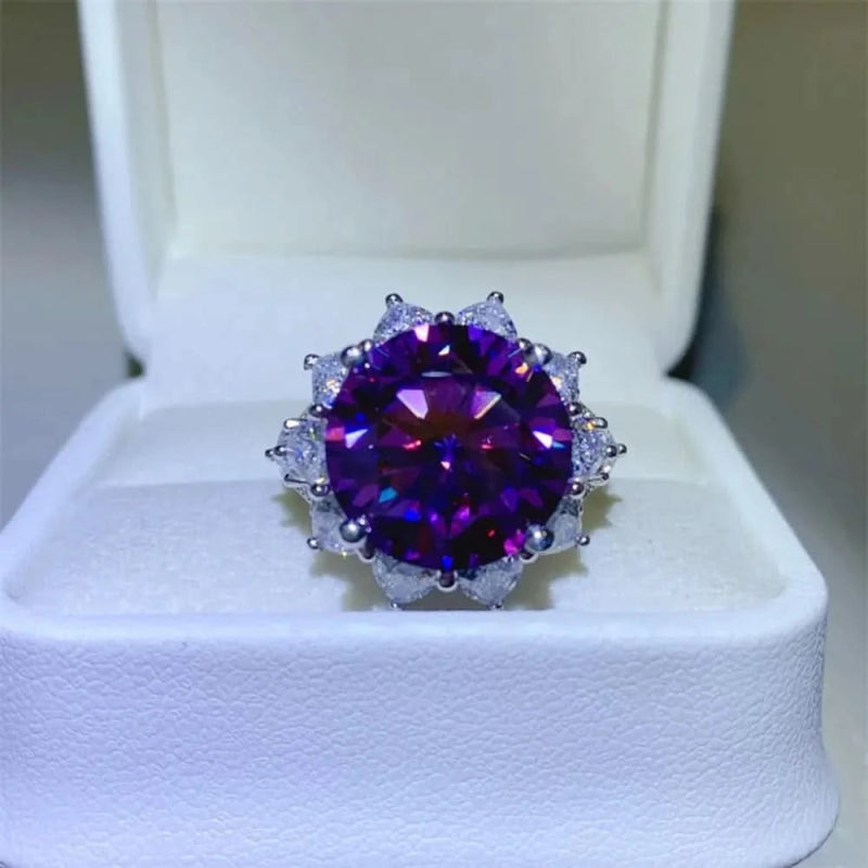10 Carat Moissanite 925 Sterling Silver Flower Shape Ring - ShalayeFashion