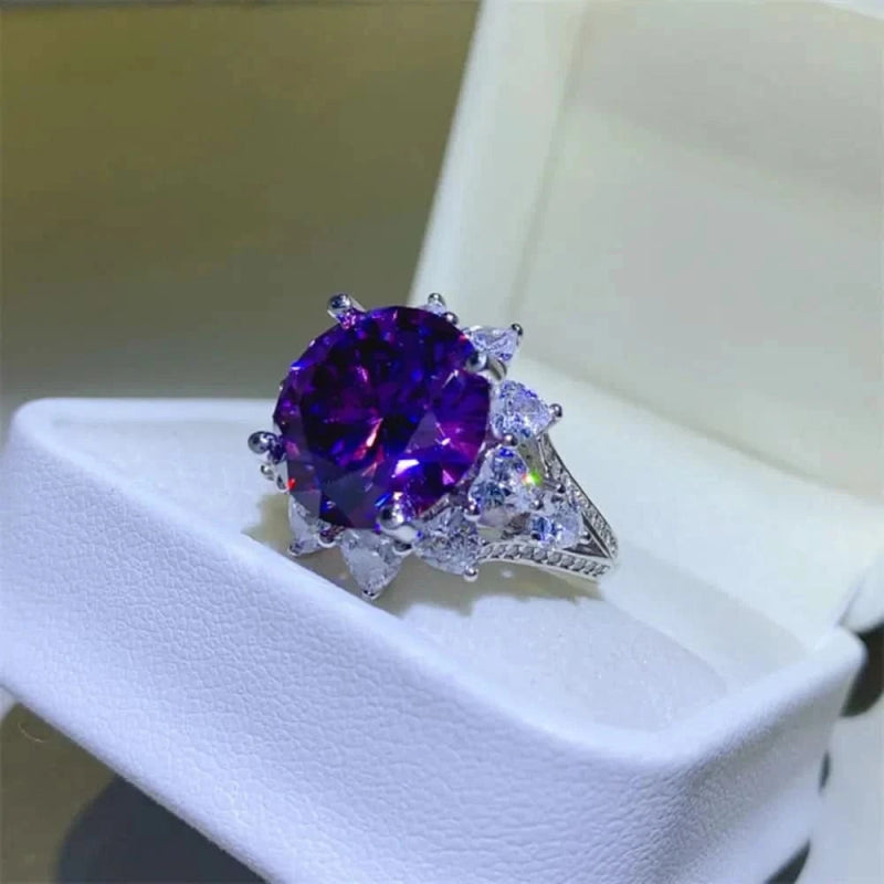 10 Carat Moissanite 925 Sterling Silver Flower Shape Ring - ShalayeFashion