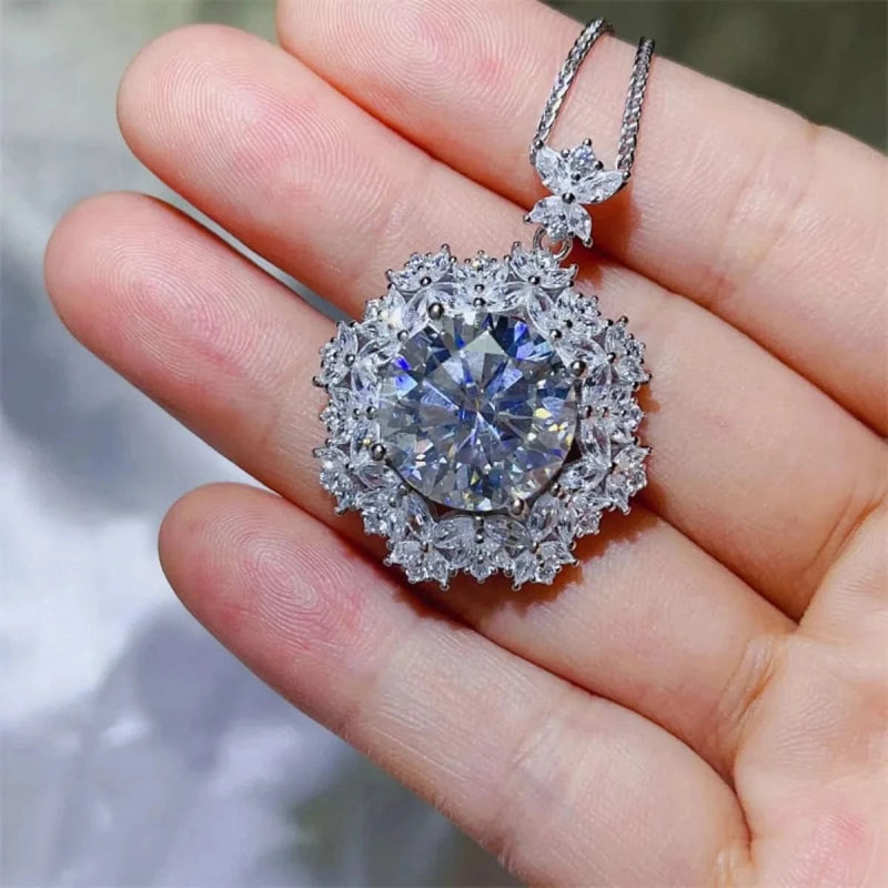 10 Carat Moissanite 925 Sterling Silver Necklace - ShalayeFashion