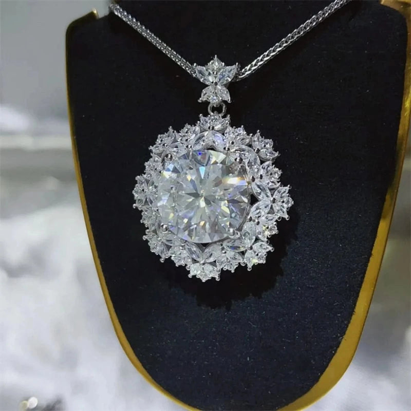 10 Carat Moissanite 925 Sterling Silver Necklace - ShalayeFashion