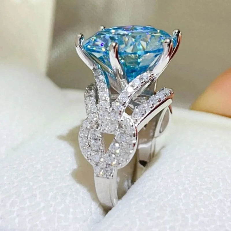 10 Carat Moissanite 925 Sterling Silver Ring - ShalayeFashion