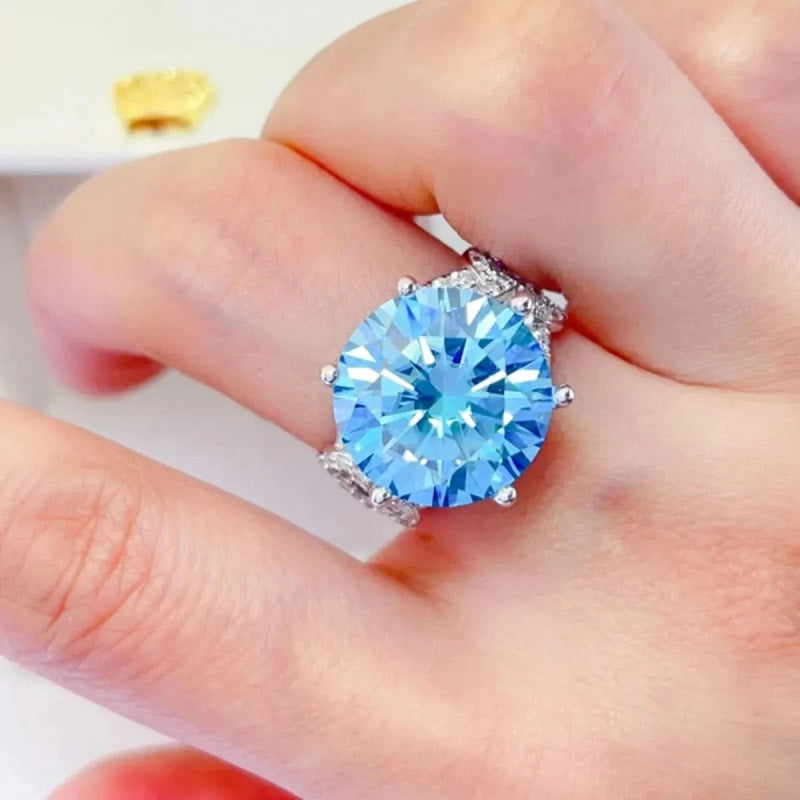10 Carat Moissanite 925 Sterling Silver Ring - ShalayeFashion