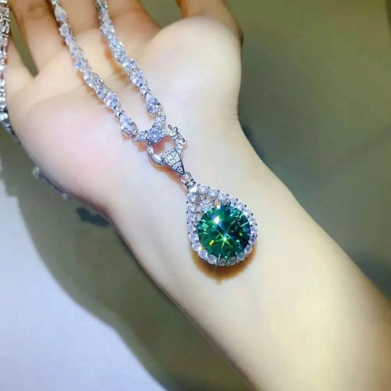 10 Carat Moissanite 925 Sterling Silver Teardrop Shape Necklace - ShalayeFashion