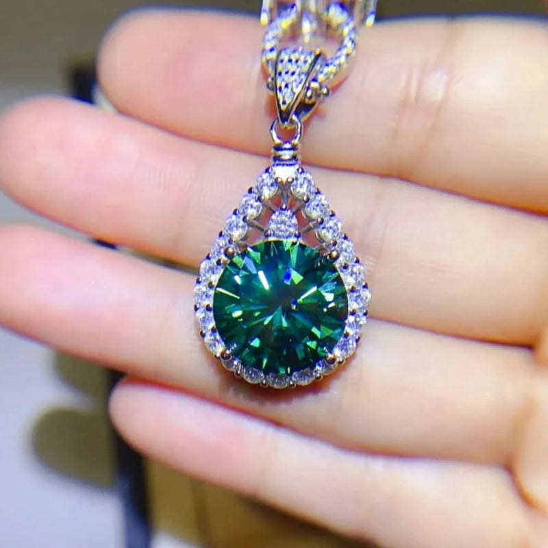 10 Carat Moissanite 925 Sterling Silver Teardrop Shape Necklace - ShalayeFashion
